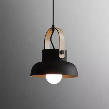 Modern Nordic 1-light Dome Wood Carrying Handle Pendant Light Lumendat
