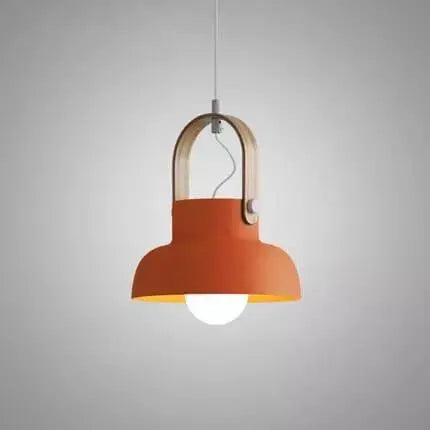 Modern Nordic 1-light Dome Wood Carrying Handle Pendant Light Lumendat