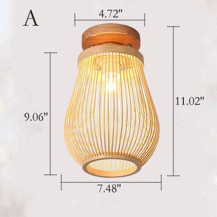 Modern Minimalist Creative Bamboo Weaving Flush Mount Ceiling Lamp Lumendat