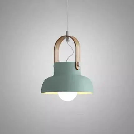 Modern Nordic 1-light Dome Wood Carrying Handle Pendant Light Lumendat