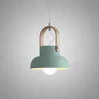 Modern Nordic 1-light Dome Wood Carrying Handle Pendant Light Lumendat
