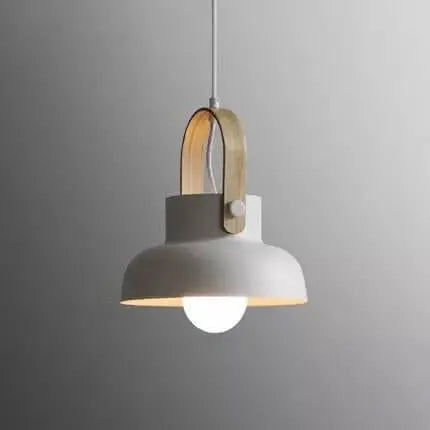 Modern Nordic 1-light Dome Wood Carrying Handle Pendant Light Lumendat