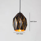 Vintage Wrought Iron Geometric Diamond Pendant Light BulbSquare