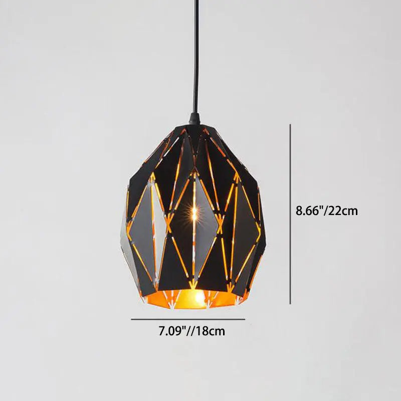 Vintage Wrought Iron Geometric Diamond Pendant Light BulbSquare