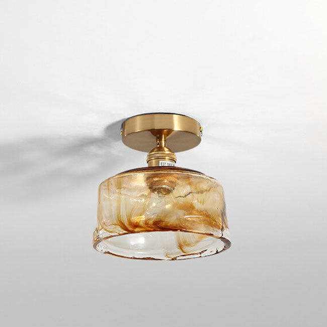 Modern Glass Japanese Amber Multi-Style 1-Light Flush Mount Light Lumendat