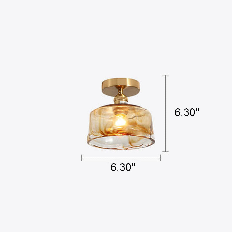 Modern Glass Japanese Amber Multi-Style 1-Light Flush Mount Light Lumendat
