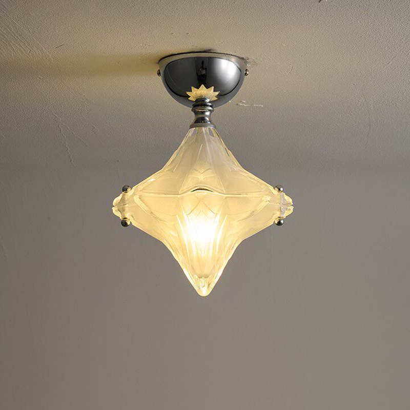 Contemporary Creative Glass Iron Dome Star 1-light Semi-flush Mount Ceiling Light for Hallway & Entryway