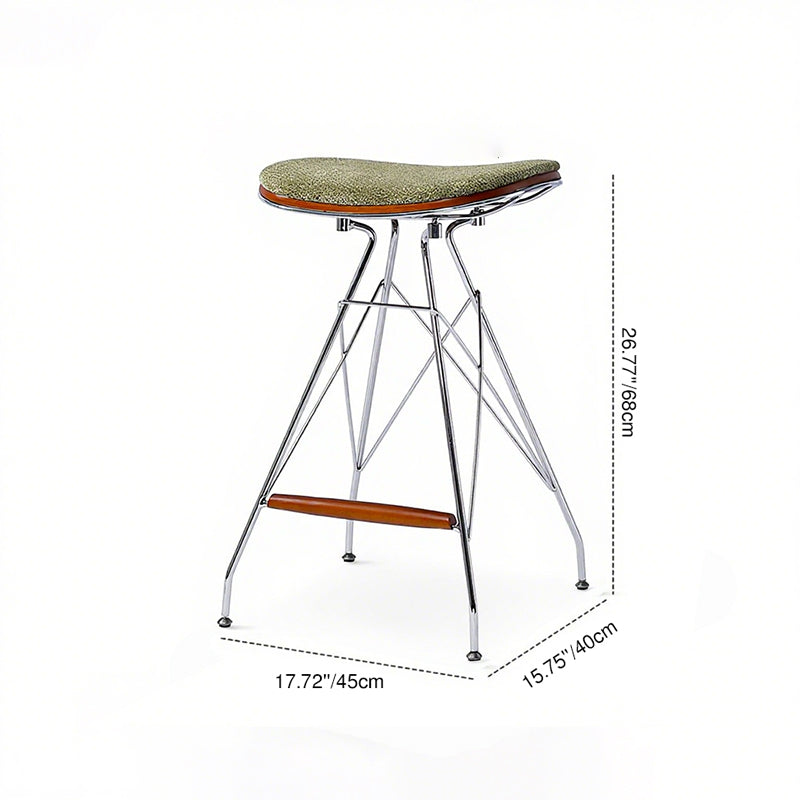 Modern Minimalist Bar Stool - Iron Plated Frame, Multi-Layer Solid Wood Seat With Fabric Upholstery & Beechwood Footrest For Dining Room & Kitchen Lumendat