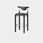 Modern Minimalist Round Solid Wood Plywood Wrought Iron Bar Stool With Backrest Footrest - Beech Wood Legs, Upholstered Sponge Cushions For Dining Room & Kitchen Lumendat