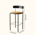 Modern Minimalist Bar Stool With Backrest Footrest - Wrought Iron Frame, Solid Wood Plywood Seat For Dining Room Lumendat