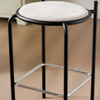 Modern Minimalist Bar Stool With Backrest Footrest - Wrought Iron Frame, Solid Wood Plywood Seat For Dining Room Lumendat