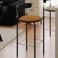 Modern Minimalist Bar Stool With Backrest Footrest - Wrought Iron Frame, Solid Wood Plywood Seat For Dining Room Lumendat