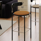 Modern Minimalist Bar Stool With Backrest Footrest - Wrought Iron Frame, Solid Wood Plywood Seat For Dining Room Lumendat