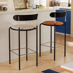 Modern Minimalist Bar Stool With Backrest Footrest - Wrought Iron Frame, Solid Wood Plywood Seat For Dining Room Lumendat
