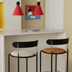 Modern Minimalist Bar Stool With Backrest Footrest - Wrought Iron Frame, Solid Wood Plywood Seat For Dining Room Lumendat