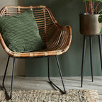 Contemporary Nordic Handwoven Natural Rattan Lounge Chair - Accent Chair With Ergonomic Backrest & Iron Base For Indoor & Outdoor Living Lumendat
