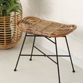 Contemporary Scandinavian Handwoven Rattan Low Stool With Iron Frame For Entryway & Living Spaces Lumendat