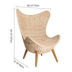 Contemporary Nordic Handwoven Rattan Weaving Solid Wood Legs Accent Chair With High Backrest - Lounge Chair For Indoor & Outdoor Living Lumendat