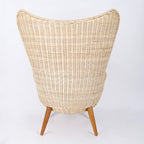Contemporary Nordic Handwoven Rattan Weaving Solid Wood Legs Accent Chair With High Backrest - Lounge Chair For Indoor & Outdoor Living Lumendat