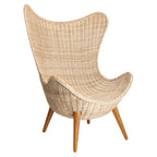 Contemporary Nordic Handwoven Rattan Weaving Solid Wood Legs Accent Chair With High Backrest - Lounge Chair For Indoor & Outdoor Living Lumendat