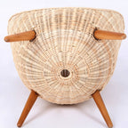 Contemporary Nordic Handwoven Rattan Weaving Solid Wood Legs Accent Chair With High Backrest - Lounge Chair For Indoor & Outdoor Living Lumendat