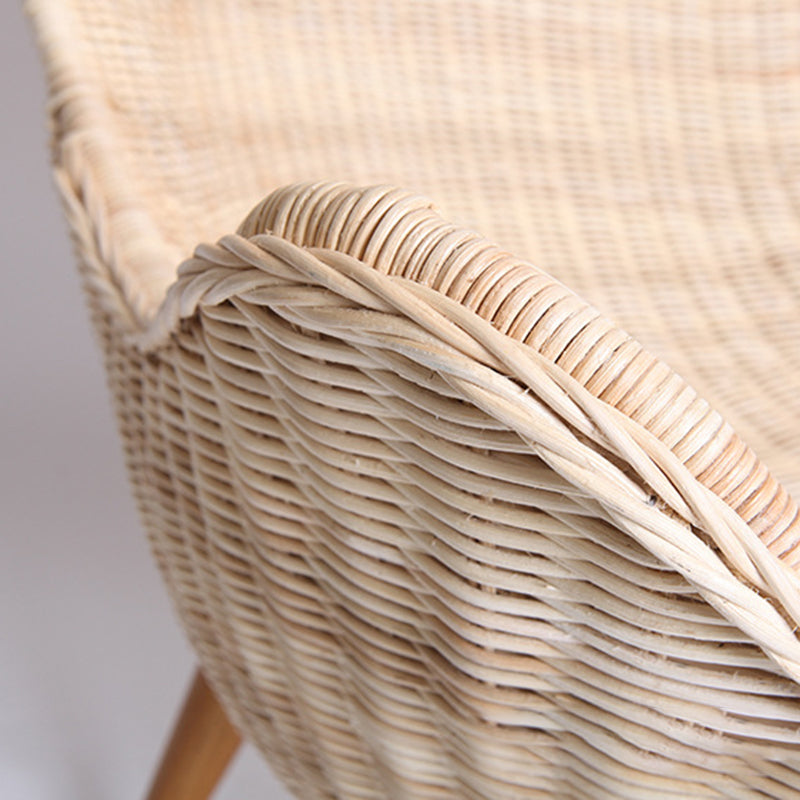 Contemporary Nordic Handwoven Rattan Weaving Solid Wood Legs Accent Chair With High Backrest - Lounge Chair For Indoor & Outdoor Living Lumendat