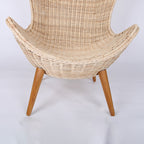 Contemporary Nordic Handwoven Rattan Weaving Solid Wood Legs Accent Chair With High Backrest - Lounge Chair For Indoor & Outdoor Living Lumendat