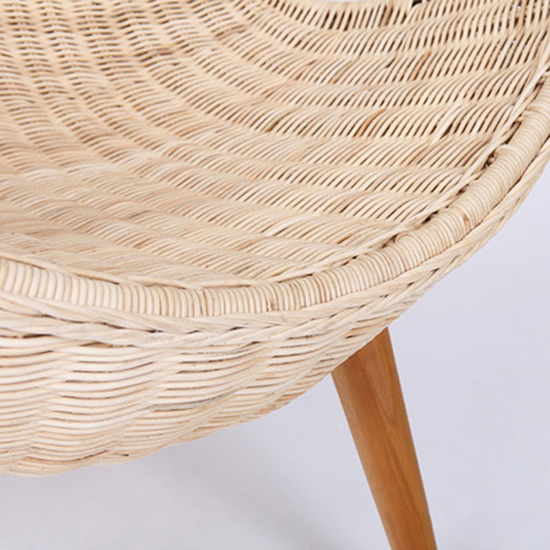 Contemporary Nordic Handwoven Rattan Weaving Solid Wood Legs Accent Chair With High Backrest - Lounge Chair For Indoor & Outdoor Living Lumendat
