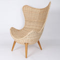 Contemporary Nordic Handwoven Rattan Weaving Solid Wood Legs Accent Chair With High Backrest - Lounge Chair For Indoor & Outdoor Living Lumendat