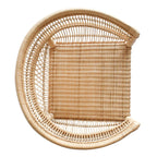 Contemporary Nordic Handwoven Natural Rattan Accent Chair With Round Backrest - Breathable Indoor & Outdoor Lounge Chair For Balcony & Garden Lumendat