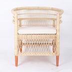 Contemporary Nordic Handwoven Natural Rattan Accent Chair With Round Backrest - Breathable Indoor & Outdoor Lounge Chair For Balcony & Garden Lumendat
