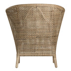 Handwoven Rattan Solid Wood Lounge Chair For Balcony & Patio - Contemporary Nordic Indoor Outdoor Relaxing Accent Chair With Waterproof Cushion Lumendat