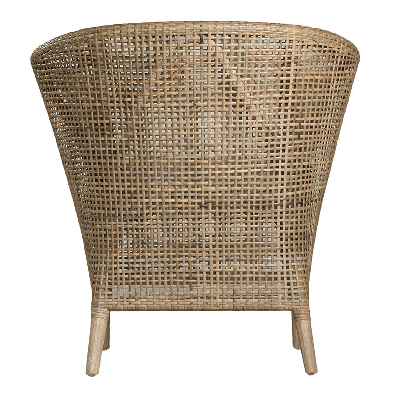 Handwoven Rattan Solid Wood Lounge Chair For Balcony & Patio - Contemporary Nordic Indoor Outdoor Relaxing Accent Chair With Waterproof Cushion Lumendat