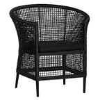 Handwoven Rattan Solid Wood Lounge Chair For Balcony & Patio - Contemporary Nordic Indoor Outdoor Relaxing Accent Chair With Waterproof Cushion Lumendat