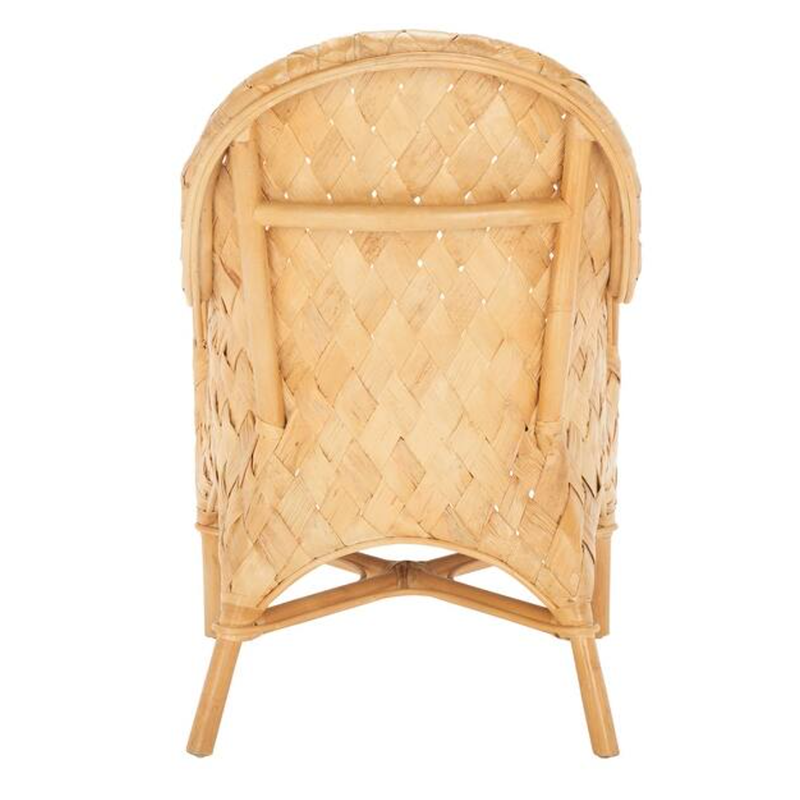 Handwoven Rattan Lounge Chair With Armrest - Contemporary Nordic Balcony & Patio & Living Room Indoor Outdoor Accent Chair With Waterproof Cushion Lumendat