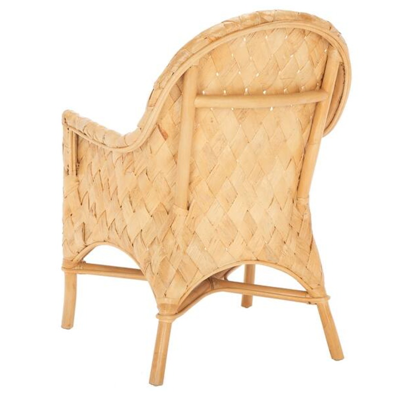 Handwoven Rattan Lounge Chair With Armrest - Contemporary Nordic Balcony & Patio & Living Room Indoor Outdoor Accent Chair With Waterproof Cushion Lumendat