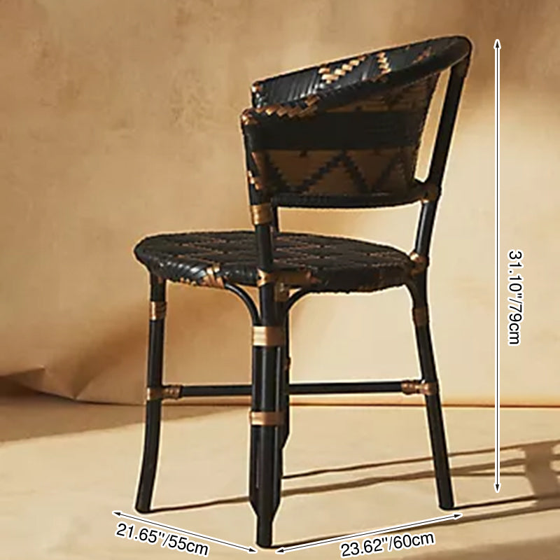 Traditional French Bistro Rattan Weaving Dining Chair With Handwoven Geometric Pattern - Back Chair For Dining Room & Cafe Lumendat
