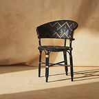 Traditional French Bistro Rattan Weaving Dining Chair With Handwoven Geometric Pattern - Back Chair For Dining Room & Cafe Lumendat
