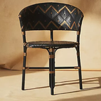Traditional French Bistro Rattan Weaving Dining Chair With Handwoven Geometric Pattern - Back Chair For Dining Room & Cafe Lumendat
