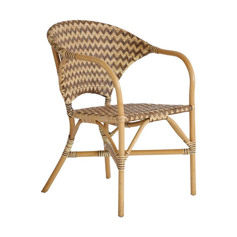 Contemporary Nordic Indonesian Natural Rattan Weaving Dining Chair - Patio Chair With Wide Back & Armrests For Dining Room & Patio & Balcony Lumendat