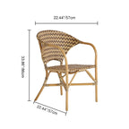 Contemporary Nordic Indonesian Natural Rattan Weaving Dining Chair - Patio Chair With Wide Back & Armrests For Dining Room & Patio & Balcony Lumendat