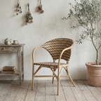 Contemporary Nordic Indonesian Natural Rattan Weaving Dining Chair - Patio Chair With Wide Back & Armrests For Dining Room & Patio & Balcony Lumendat
