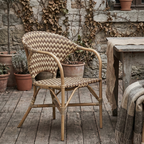 Contemporary Nordic Indonesian Natural Rattan Weaving Dining Chair - Patio Chair With Wide Back & Armrests For Dining Room & Patio & Balcony Lumendat