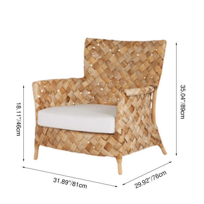 Contemporary Nordic Artisan Indonesian Natural Rattan Weaving Lounge Chair - Armchair With Thick Handwoven Texture For Living Room Lumendat