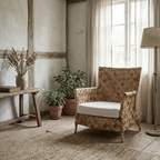Contemporary Nordic Artisan Indonesian Natural Rattan Weaving Lounge Chair - Armchair With Thick Handwoven Texture For Living Room Lumendat