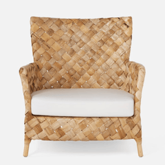 Contemporary Nordic Artisan Indonesian Natural Rattan Weaving Lounge Chair - Armchair With Thick Handwoven Texture For Living Room Lumendat