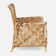 Contemporary Nordic Artisan Indonesian Natural Rattan Weaving Lounge Chair - Armchair With Thick Handwoven Texture For Living Room Lumendat