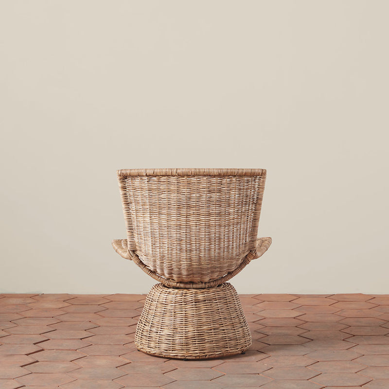 Contemporary Scandinavian Indonesian Rattan Weaving Swivel Lounge Chair - Back Chair With Handwoven Texture For Living Room Lumendat