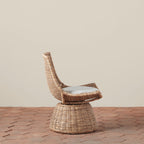 Contemporary Scandinavian Indonesian Rattan Weaving Swivel Lounge Chair - Back Chair With Handwoven Texture For Living Room Lumendat