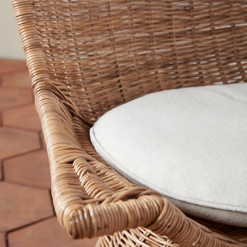Contemporary Scandinavian Indonesian Rattan Weaving Swivel Lounge Chair - Back Chair With Handwoven Texture For Living Room Lumendat